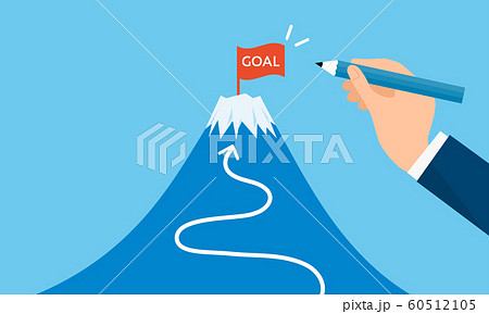 ゴールの旗と富士山 目標設定のイメージのイラスト素材