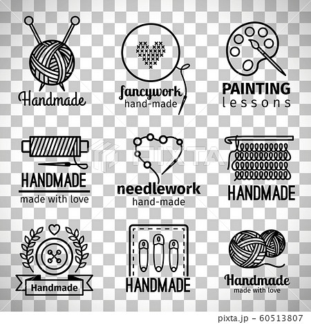 Handmade Workshop Thin Line Logo Setのイラスト素材