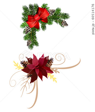 Christmas decorations with fir tree collection isolated Christmas decorations with fir tree collection isolated 60514176