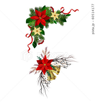 Christmas decorations with fir tree golden jingle bells Christmas decorations with fir tree golden jingle bells 60514177