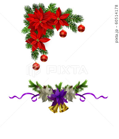 Christmas decorations with fir tree golden jingle bells 60514178