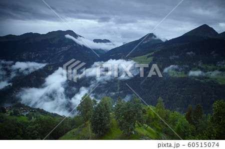 a beautiful view of the alpine village in the Swiss Alps a beautiful view of the alpine village in the Swiss Alps 60515074