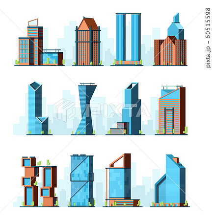 Urban skyscrapers. Modern corporate office buildings company center vector city constructions Urban skyscrapers. Modern corporate office buildings company center vector city constructions 60515598