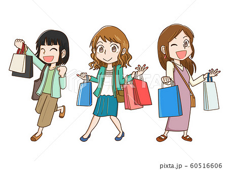 買い物 女性 セール ショッピングのイラスト素材