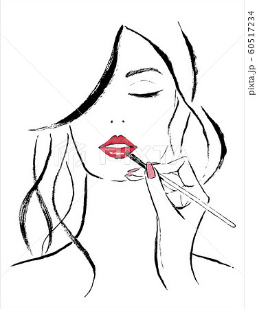 メイクされている女性のイラスト素材