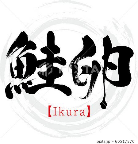 鮭卵 Ikura 筆文字 手書き のイラスト素材