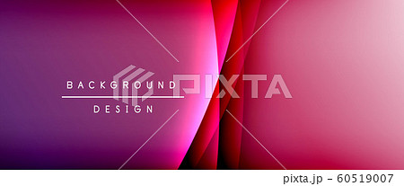 Wave liquid style lines with shadows and light on gradient background. Trendy simple fluid color gradient abstract background with dynamic straight shadow line effect 60519007