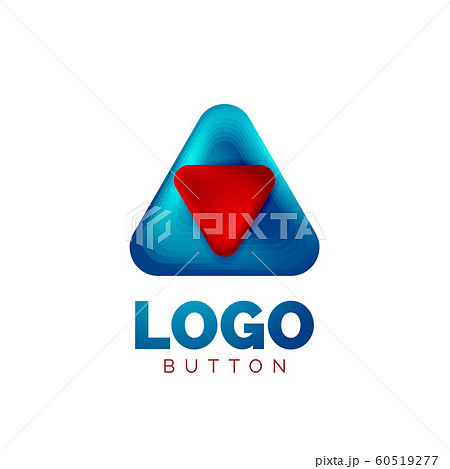 Play, arrow or download button icon, minimal design business logo template. 3d geometric bold in relief style with color blend steps effect. Vector Illustration For Wallpaper, Banner, Background, Card 60519277