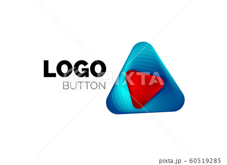Play, arrow or download button icon, minimal design business logo template. 3d geometric bold in relief style with color blend steps effect. Vector Illustration For Wallpaper, Banner, Background, Card 60519285