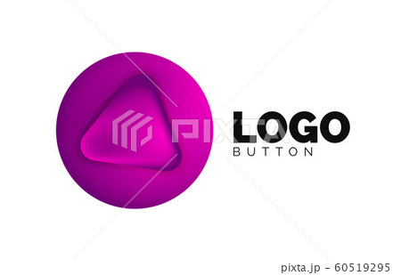Play, arrow or download button icon, minimal design business logo template. 3d geometric bold in relief style with color blend steps effect. Vector Illustration For Wallpaper, Banner, Background, Card 60519295