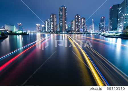 【夜景】　屋形船の軌跡 60520350
