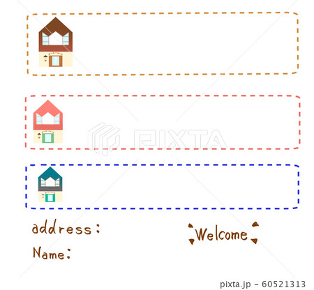 カントリー風の家と住所のフレーム Pngのイラスト素材