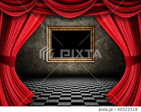 Room with red curtains and frame Room with red curtains and frame 60522518
