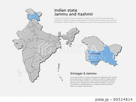India country map Jammu and Kashmir state template 60524814