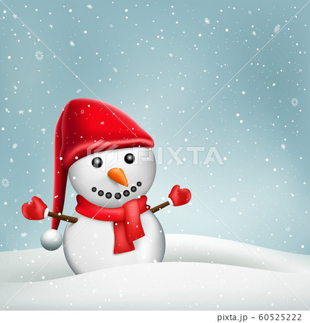 Christmas snowman in winter snowdrift Christmas snowman in winter snowdrift 60525222