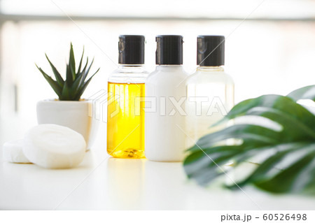 Wellness Products and Cosmetics. Spa still life with blossoms of rose and essential oils 60526498