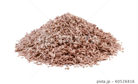 Pile of wood smoking chips isolated on white 60526816