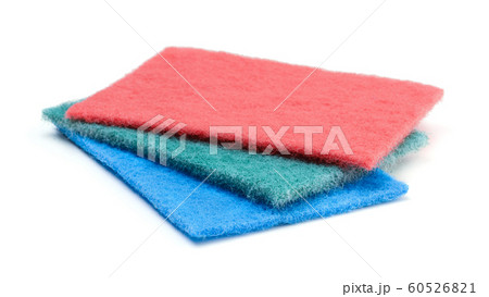 Multicolored sponges for dishes isolated on white 60526821