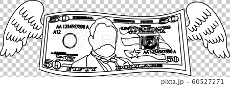 お金 米国ドル 紙幣 アメリカ 浪費 債務 経済 イラストのイラスト素材