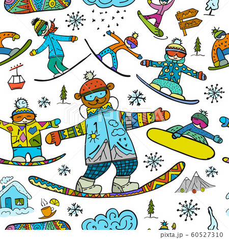 Snowboard time, seamless pattern for your design 60527310