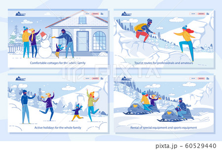 Winter Family Tourism and Travel Advertising Set. 60529440