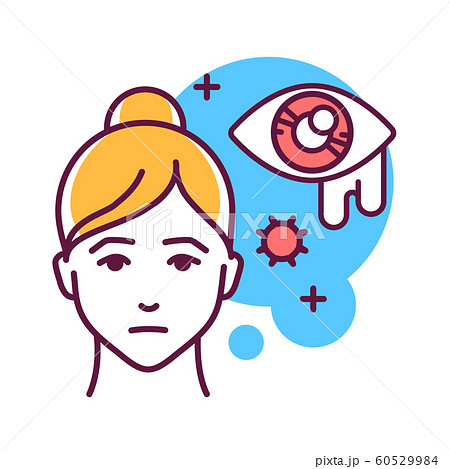 Lacrimation color line icon. Flu symptom. Abnormal Lacrimation color line icon. Flu symptom. Abnormal 60529984