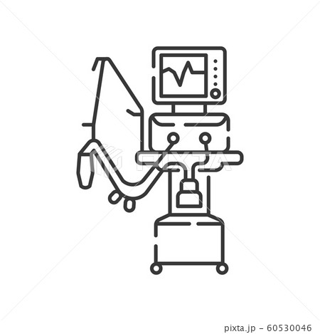 Medical Ventilator Line Black Icon Artificialのイラスト素材