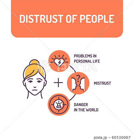 Distrust of people color line icon. Feeling of 60530067