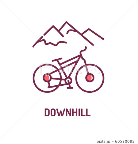 Downhill color line icon. A genre of mountain Downhill color line icon. A genre of mountain 60530085
