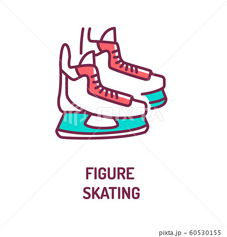Figure skating color line icon on white Figure skating color line icon on white 60530155