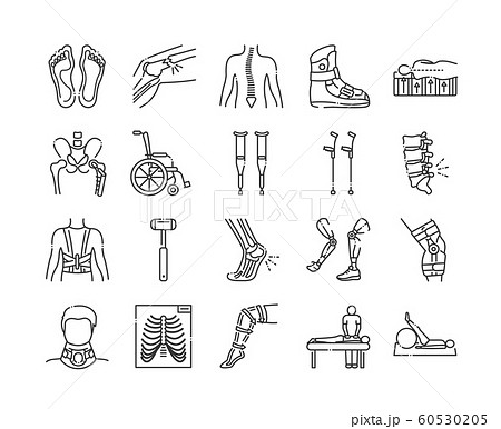 Orthopedics line color icons set. Rehabilitation 60530205