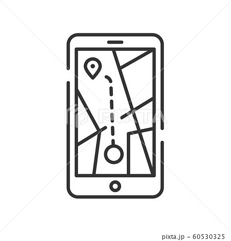 Gps Navigation In Smartphone Color Line Icon Mapのイラスト素材