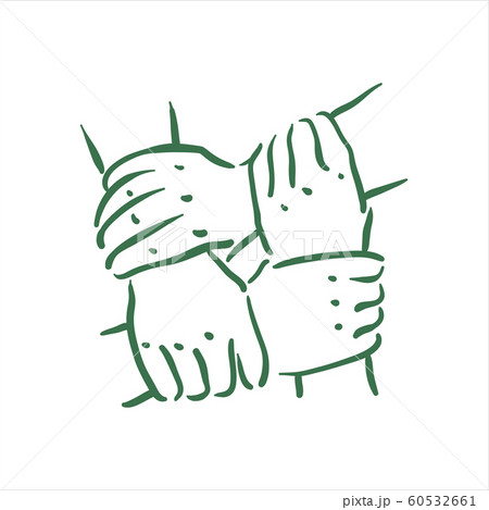 Vector hand drawn team hands illustration on white background 60532661