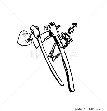 Hand drawn sketch of native African weapon black on white background 60532795