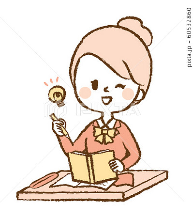 学生　中学生　高校生　女子高生　勉強　机　イラスト 60532860