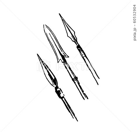 Hand drawn sketch of native African weapon black on white background 60532904