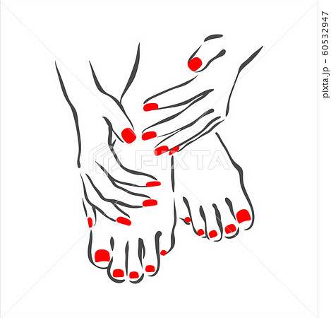 Vector hand drawn illustration of manicure and nail polish on woman hands 60532947