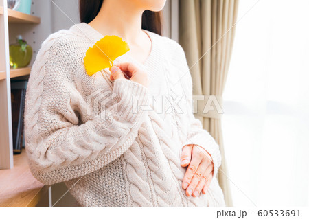 イチョウを持つ妊婦 60533691