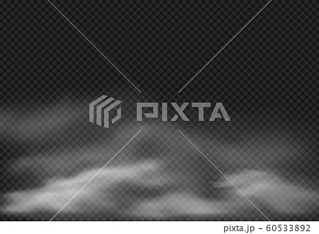 Fog effect. Smoke clouds, cloudy mist and realistic smoky cloud isolated on transparent background vector illustration 60533892