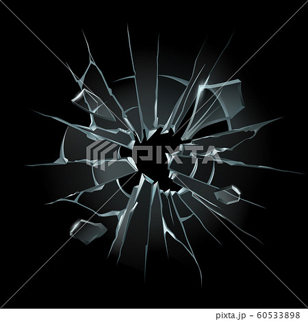 Broken window glass. Broken windshield, shattered glass or crack windows. Shards of computer screen isolated vector illustration set 60533898