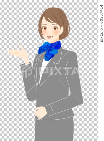 制服姿の客室乗務員　航空会社　飛行機　フライトアテンダントの女性　イラスト 60537414