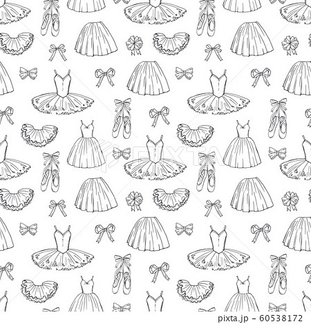 Hand Sketched Vector Ballet Dresses And Shoes のイラスト素材
