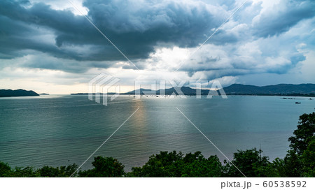 Dark Rain cloud over the sea before heavy rain 60538592