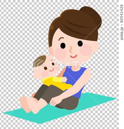 ベビーヨガ 赤ちゃんとお母さん イラストマタニティヨガのイラスト素材