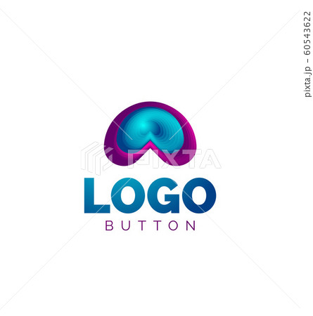 Abstract round shape logo template. Minimal geometrical design, 3d geometric bold symbol in relief style with color blend steps effect. Vector Illustration 60543622