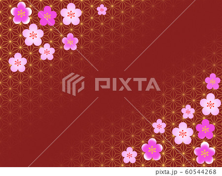 梅　和風　和柄　うめ　日本的　和風背景　和柄背景　和風　伝統模様　古典的　市松模様　 60544268