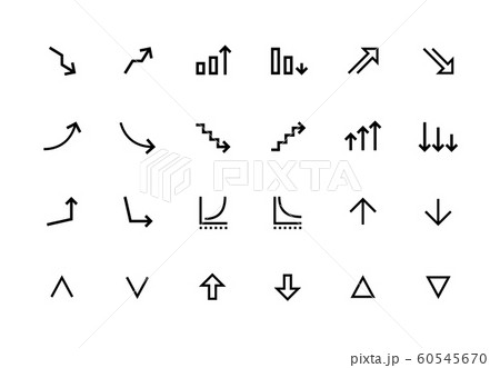 Increase and decrease line icons. Growth and fall symbols for web page and application UI. Vector up and down editable set 60545670