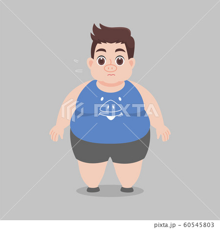 Big Fat Man worry wearing blue pig shirt Big Fat Man worry wearing blue pig shirt 60545803