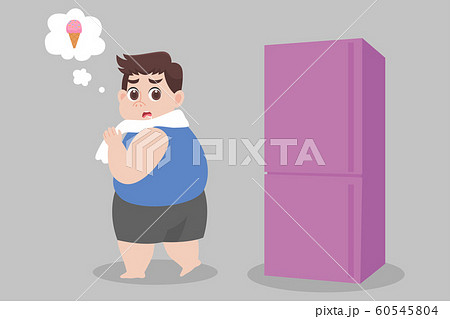 Big Fat Man Hungry Ice Cream Try To Not Eatのイラスト素材