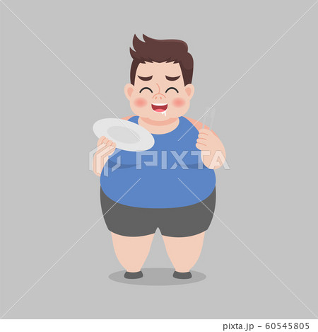 Big Fat Happy Man ready to enjoy eating food 60545805
